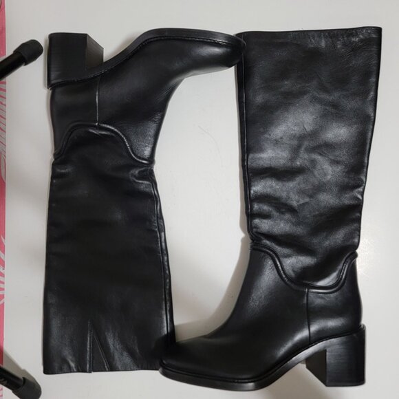 NEW Vince Fabian Knee High Boots Womens 8 Black Chic Contemporary Boho Chic - Picture 3 of 10